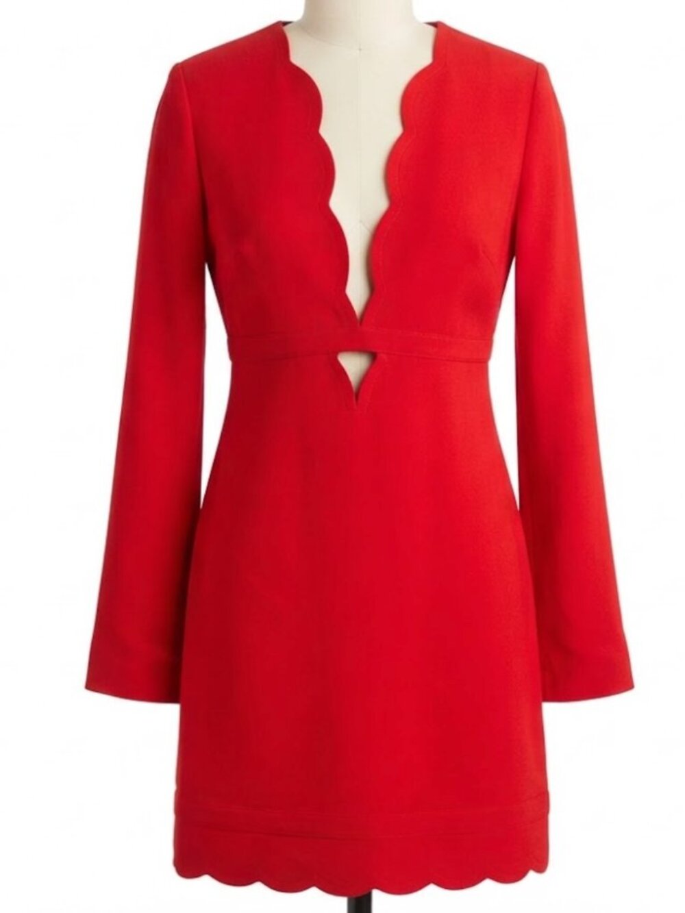 A.L.C. Red Long Sleeve Scalloped Dress Size 2